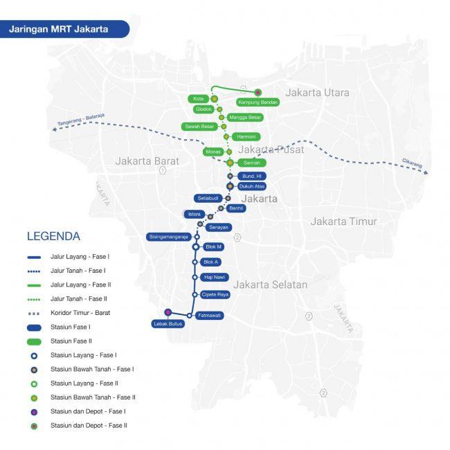 Peta dan Rute jalur MRT Jakarta lengkap